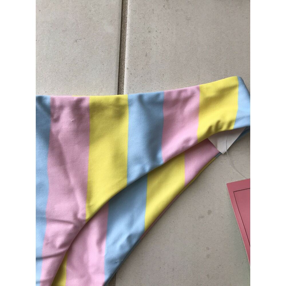 Shein Swim Women M Bikini Swimsuit Multicolor Striped Padded Bra Swimwear NWT - Picture 6 of 12